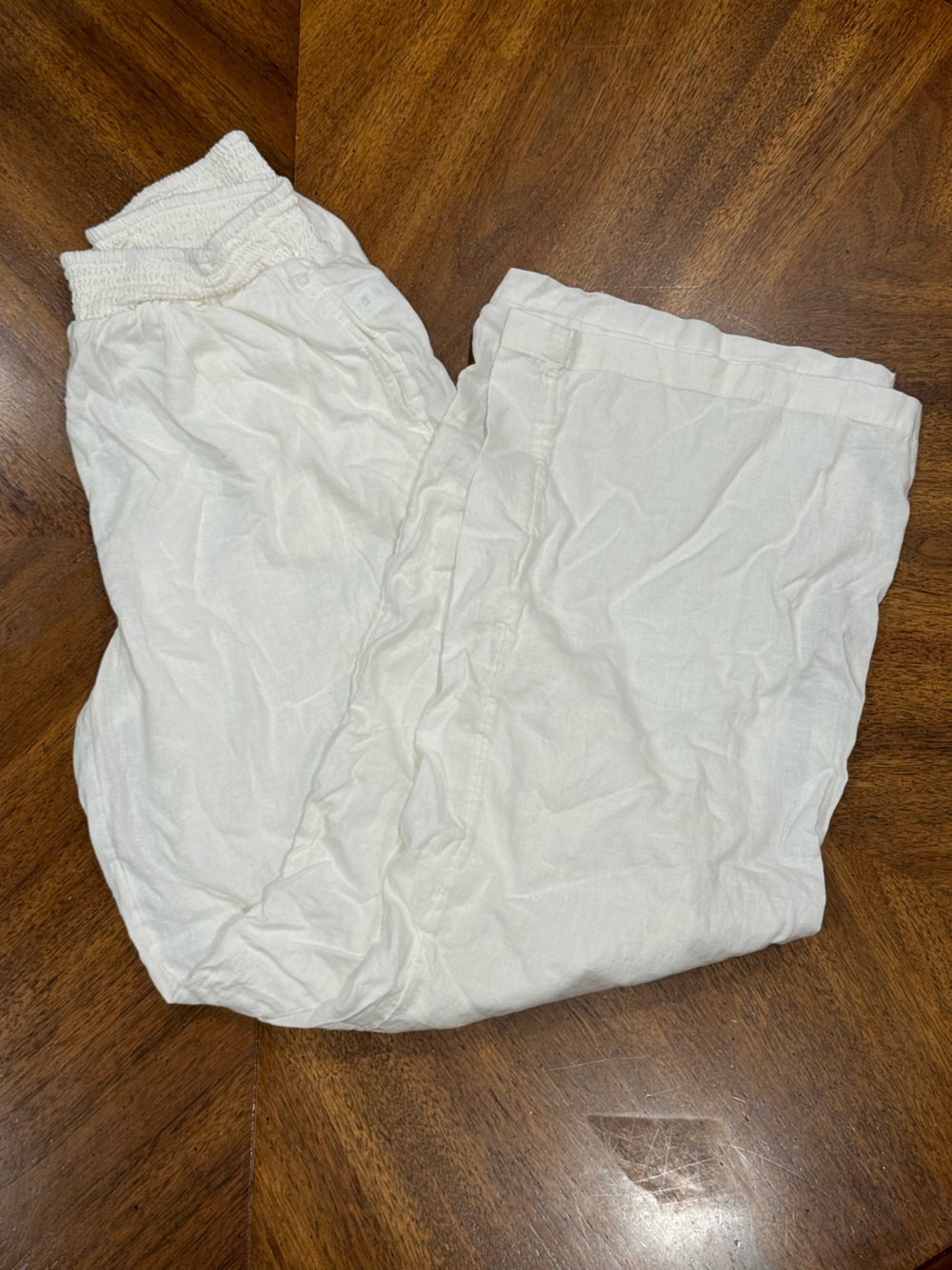 AERIE High Waisted Linen Blend Pant [WHITE] - S / Long